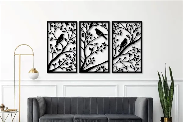 Beige_Home_Wall_Decor_Birds_On_Tree_Branch_Black_Wooden_Wall_Art_Home_Decor