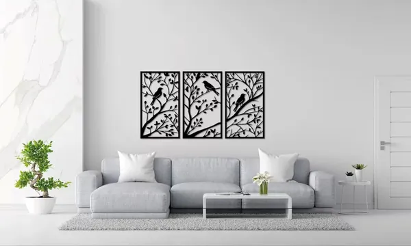 Beige_Home_Wall_Decor_Birds_On_Tree_Branch_Black_Wooden_Wall_Art_Home_Decor