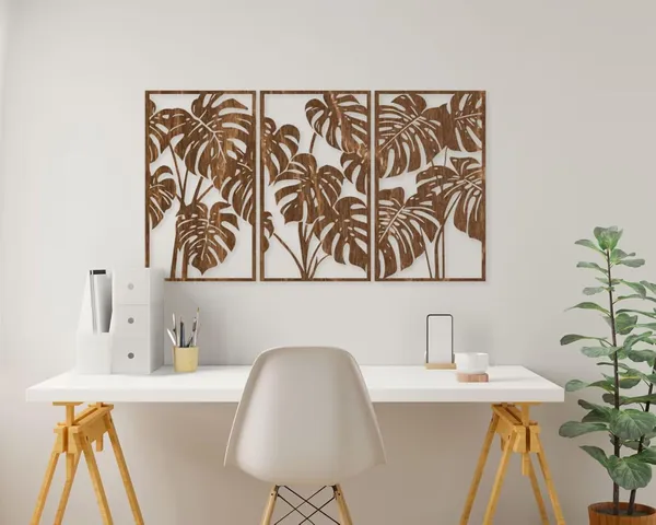 Beige_Home_Wall_Decor_Monstera_Leaf_Black_Wooden_Wall_Art_Home_Decor