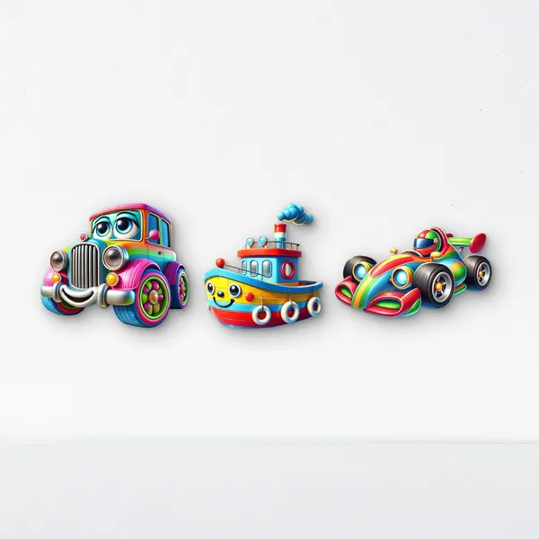 Multi_Colour_Kids_Toon_Vehicle_Wall_Hanging_Mdf_Cutouts_Kids
