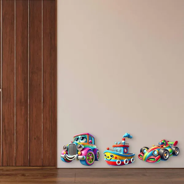 Multi_Colour_Kids_Toon_Vehicle_Wall_Hanging_Mdf_Cutouts_Kids