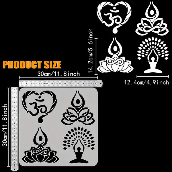 White_Reusable_Lotus_Stencils_Diy_And_Craft