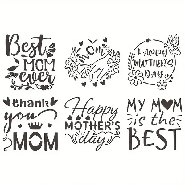 White_Mother_S_Day_Stencil_Set_Inch_Reusable_Painting_Templates_Diy_And_Craft
