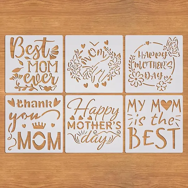 White_Mother_S_Day_Stencil_Set_Inch_Reusable_Painting_Templates_Diy_And_Craft