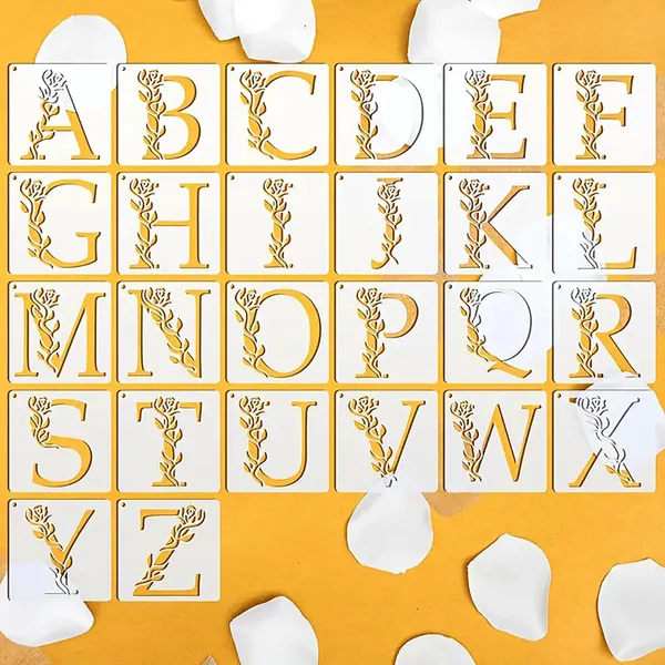 White_Floral_Alphabet_Stencil_Inch_Reusable_Vine_Lettering_Templates_Diy_And_Craft