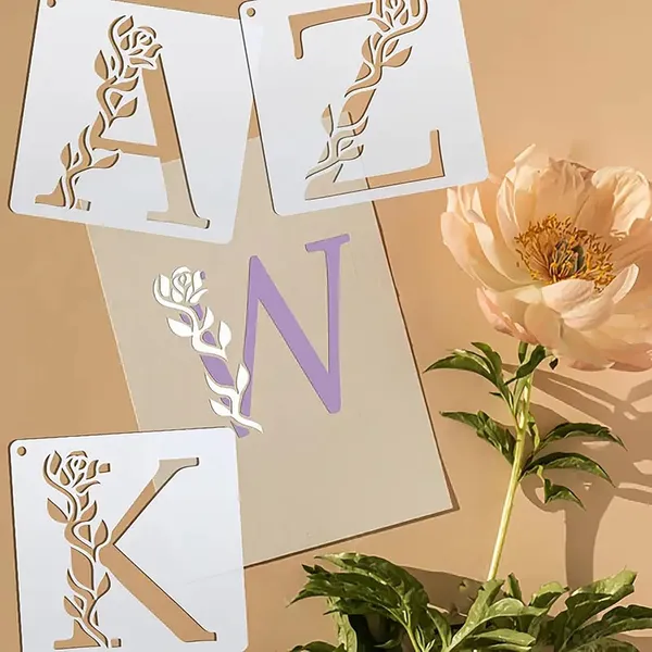 White_Floral_Alphabet_Stencil_Inch_Reusable_Vine_Lettering_Templates_Diy_And_Craft
