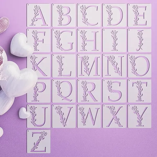 White_Floral_Alphabet_Stencil_Inch_Reusable_Vine_Lettering_Templates_Diy_And_Craft