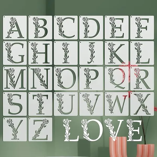 White_Floral_Alphabet_Stencil_Inch_Reusable_Vine_Lettering_Templates_Diy_And_Craft
