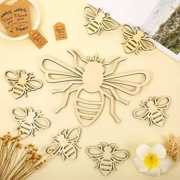 Beige_Pcs_Wooden_Bee_Home_Decor
