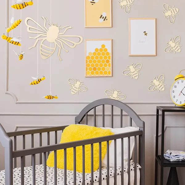 Beige_Pcs_Wooden_Bee_Home_Decor
