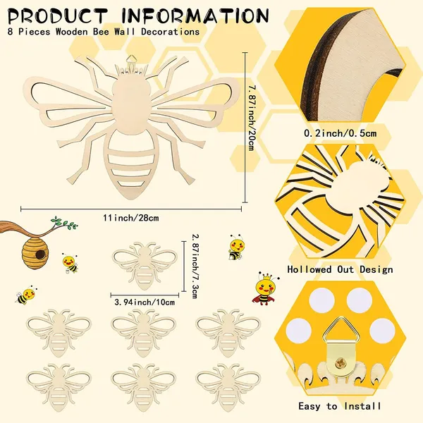 Beige_Pcs_Wooden_Bee_Home_Decor