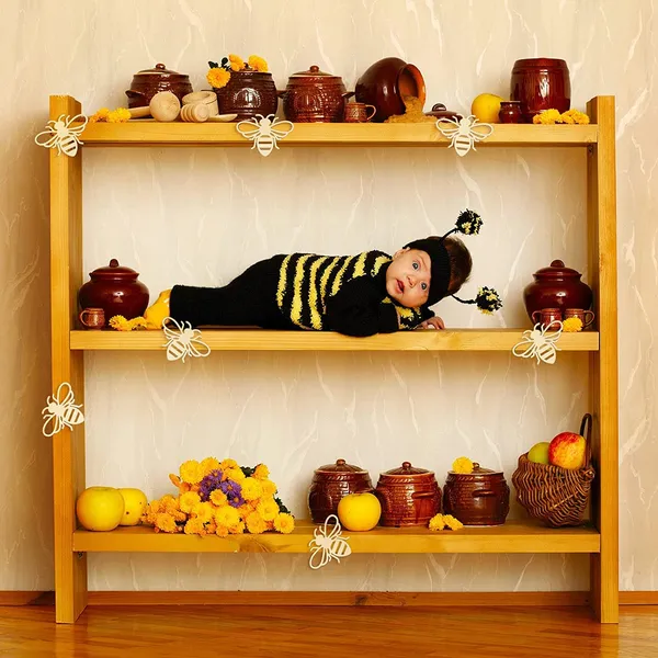 Beige_Pcs_Wooden_Bee_Home_Decor