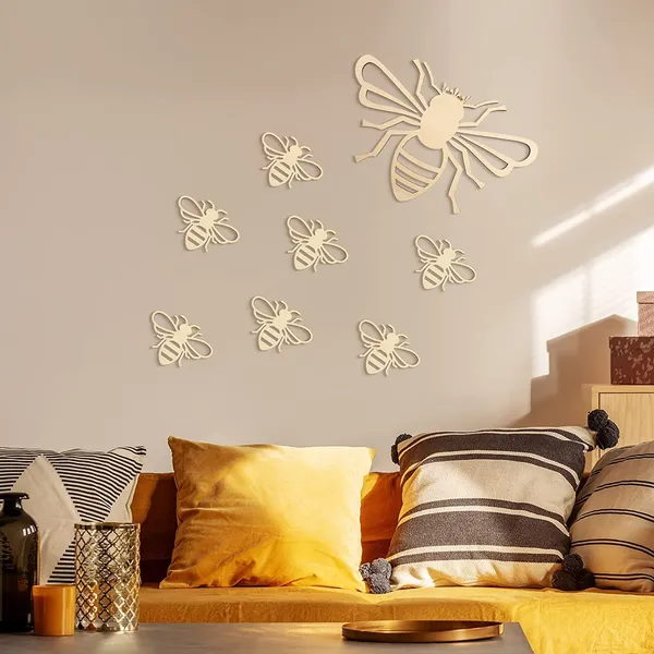 Beige_Pcs_Wooden_Bee_Home_Decor