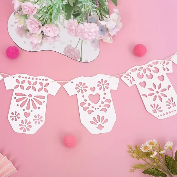White_Baby_Shower_Decoration_Onesie_Banner_Garland_Pvc_Hanging_Decor_Baby