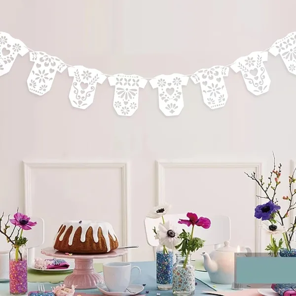 White_Baby_Shower_Decoration_Onesie_Banner_Garland_Pvc_Hanging_Decor_Baby