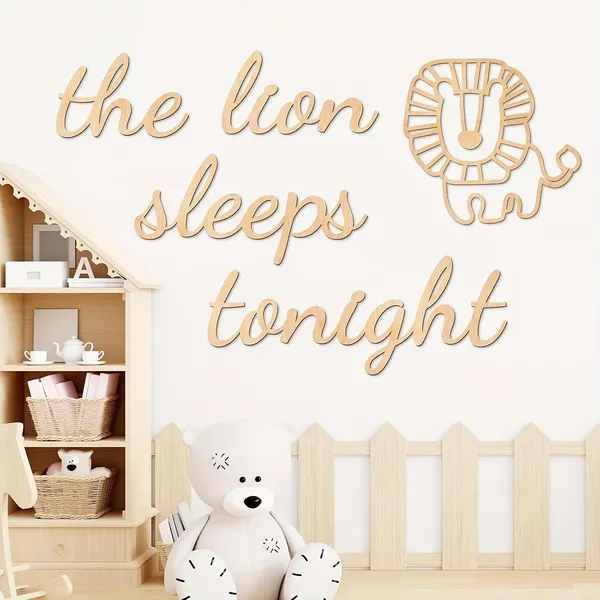 Beige_Kids_Room_Wall_Decor_The_Lion_Sleeps_Tonight_Jungle_Theme_Wooden_Wall_Art_Kids