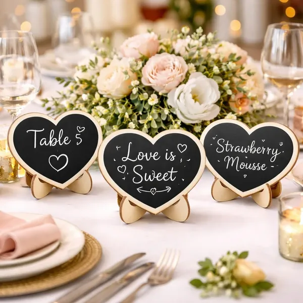 Beige_Mini_Wooden_Heart_Shape_Chalkboards_Wedding