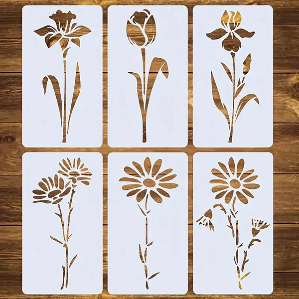 White_Floral_Stencil_Reusable_Plastic_Craft_Templates_Diy_And_Craft