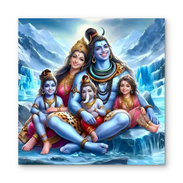 Multicolour_Lord_Shiva_Family_Wall_Art_Hindu_Home_Decor_Home_Decor
