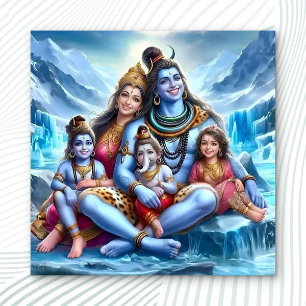 Multicolour_Lord_Shiva_Family_Wall_Art_Hindu_Home_Decor_Home_Decor