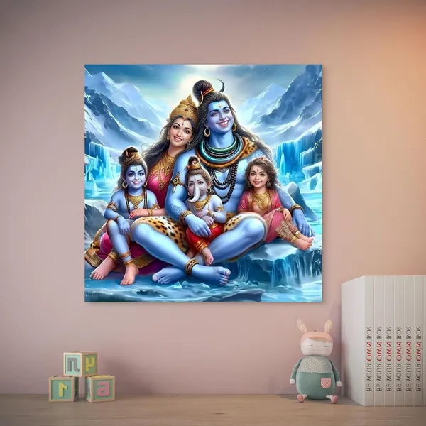 Multicolour_Lord_Shiva_Family_Wall_Art_Hindu_Home_Decor_Home_Decor