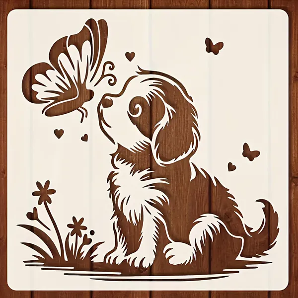 White_Square_Puppy_Butterfly_Design_Mdf_Diy_Art_Craft_Stencil_Base_Thick_Painting_Template_Board_Cliths_Diy_And_Craft