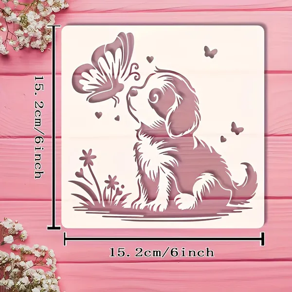 White_Square_Puppy_Butterfly_Design_Mdf_Diy_Art_Craft_Stencil_Base_Thick_Painting_Template_Board_Cliths_Diy_And_Craft