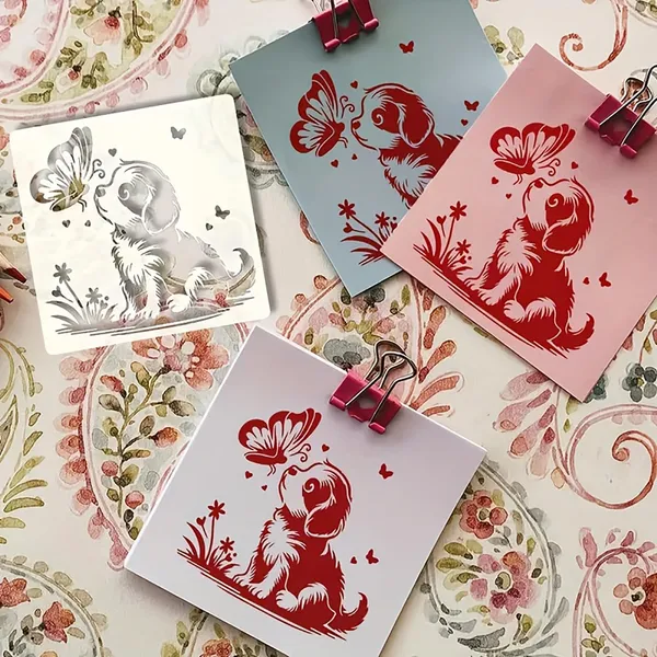 White_Square_Puppy_Butterfly_Design_Mdf_Diy_Art_Craft_Stencil_Base_Thick_Painting_Template_Board_Cliths_Diy_And_Craft