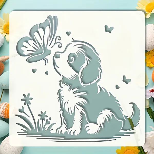 White_Square_Puppy_Butterfly_Design_Mdf_Diy_Art_Craft_Stencil_Base_Thick_Painting_Template_Board_Cliths_Diy_And_Craft