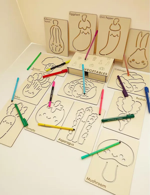 Beige_Rectangle_Mdf_Vegetable_Template_Boards_Diy_And_Craft
