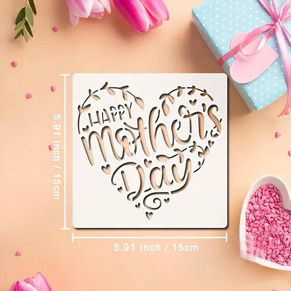White_Happy_Mother_S_Day_Father_S_Day_Heart_Shape_Painting_Stencil_Diy_And_Craft