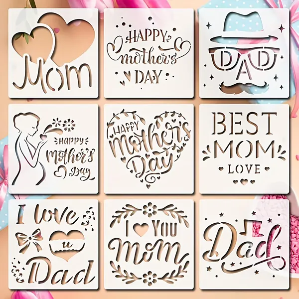 White_Happy_Mother_S_Day_Father_S_Day_Heart_Shape_Painting_Stencil_Diy_And_Craft