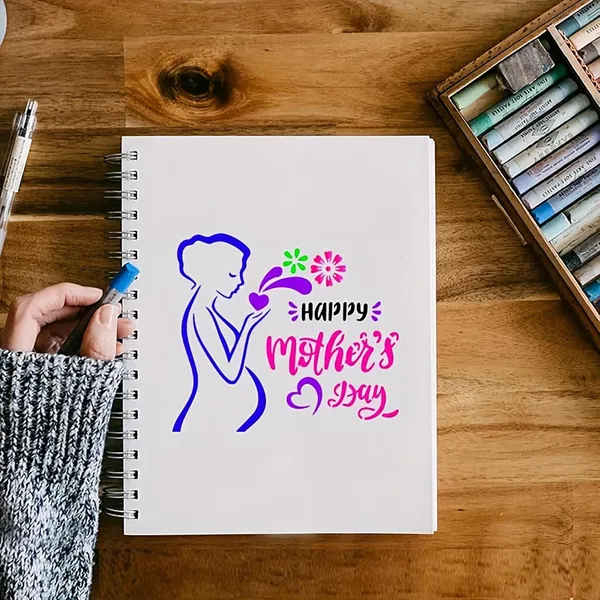 White_Happy_Mother_S_Day_Father_S_Day_Heart_Shape_Painting_Stencil_Diy_And_Craft