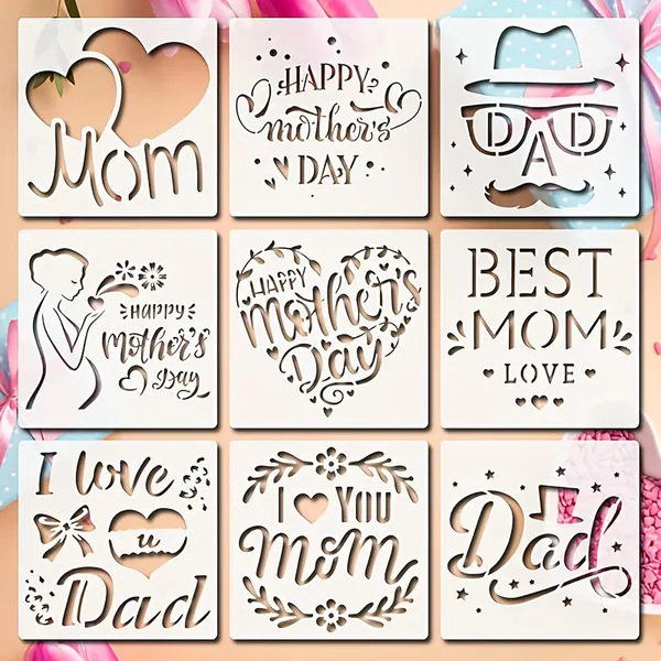 White_Happy_Mother_S_Day_Father_S_Day_Heart_Shape_Painting_Stencil_Diy_And_Craft