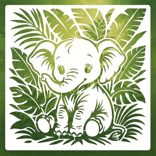 White_Square_Elephant_Leaf_Design_Mdf_Diy_Art_Craft_Stencil_Base_Thick_Painting_Template_Board_Cliths_Diy_And_Craft