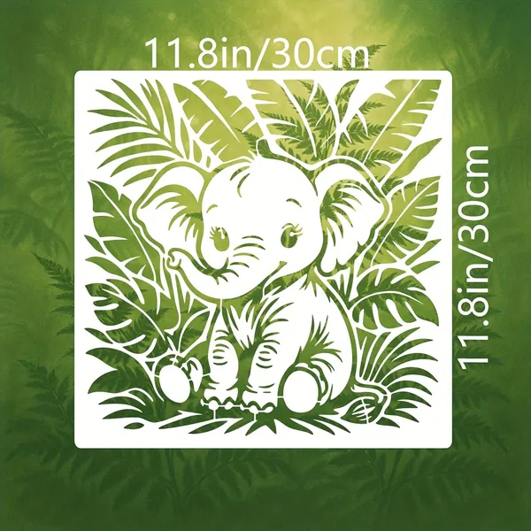 White_Square_Elephant_Leaf_Design_Mdf_Diy_Art_Craft_Stencil_Base_Thick_Painting_Template_Board_Cliths_Diy_And_Craft