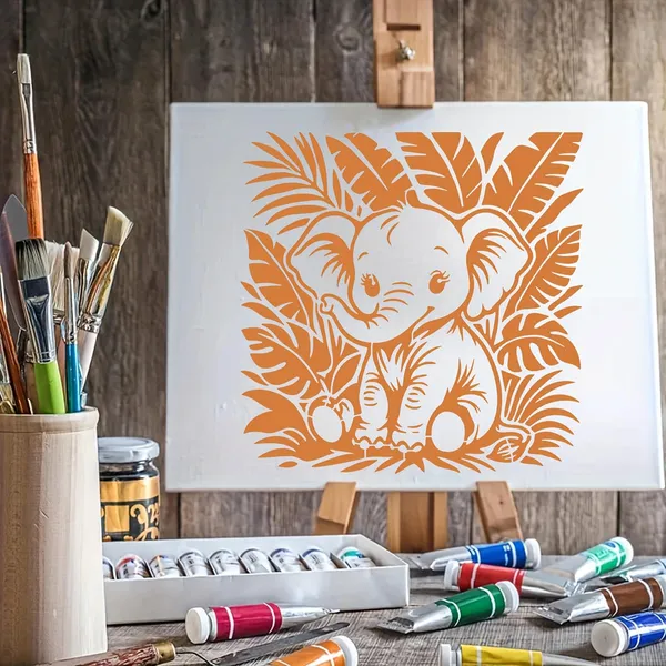 White_Square_Elephant_Leaf_Design_Mdf_Diy_Art_Craft_Stencil_Base_Thick_Painting_Template_Board_Cliths_Diy_And_Craft