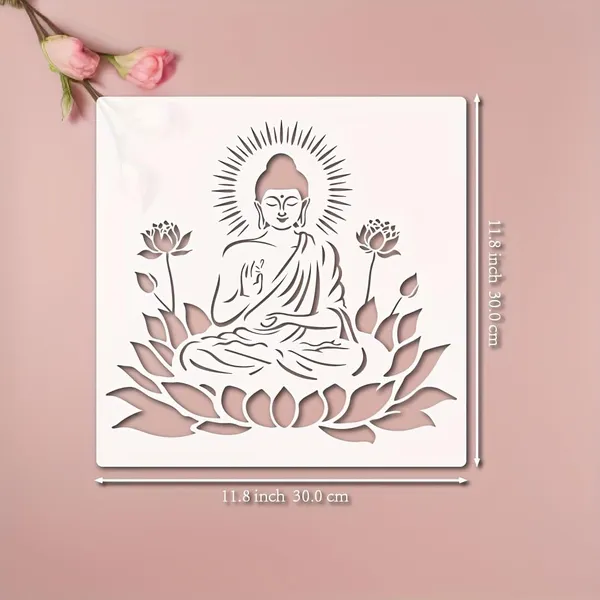 White_Buddha_Meditation_Lotus_Stencil_Template_Diy_Art_Craft_Cm_Reusable_Flexible_Sheet_Cliths_Diy_And_Craft
