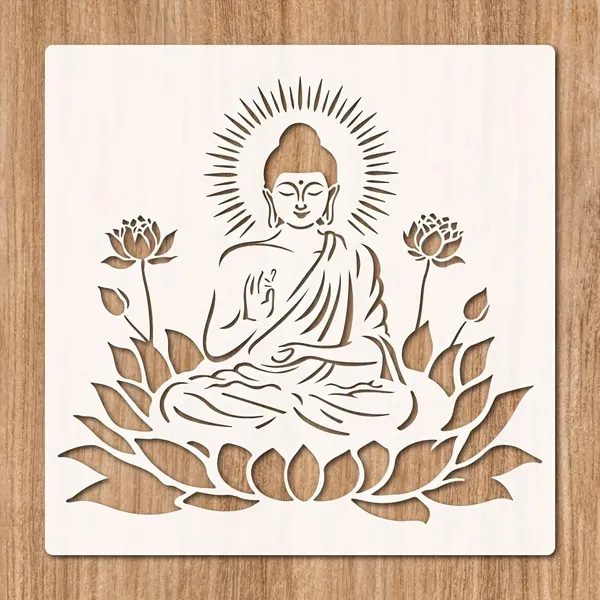 White_Buddha_Meditation_Lotus_Stencil_Template_Diy_Art_Craft_Cm_Reusable_Flexible_Sheet_Cliths_Diy_And_Craft