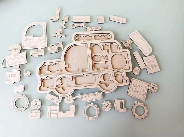 Beige_Wooden_Layer_Car_Puzzle_Cutout_Kids