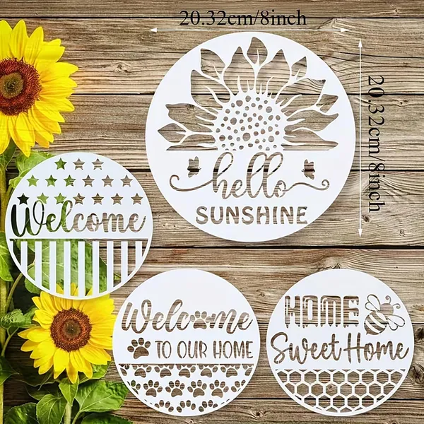 White_Round_Welcome_Theme_Plastic_Diy_Art_Craft_Stencils_X_Diy_And_Craft