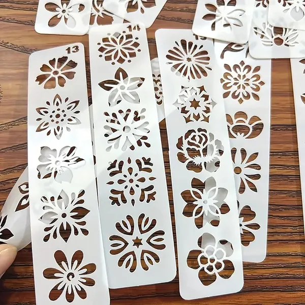 White_Eyebrow_Flower_Hollow_Makeup_Stencil_Set_Reusable_Pet_Painting_Templates_General