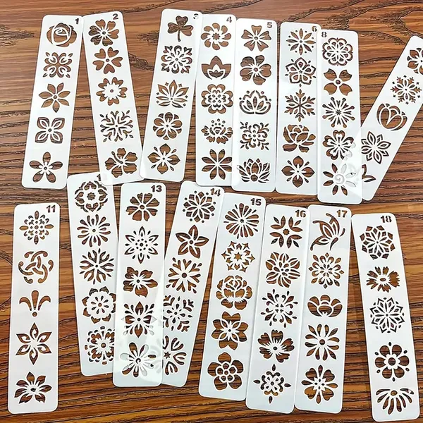 White_Eyebrow_Flower_Hollow_Makeup_Stencil_Set_Reusable_Pet_Painting_Templates_General