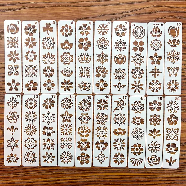 White_Eyebrow_Flower_Hollow_Makeup_Stencil_Set_Reusable_Pet_Painting_Templates_General