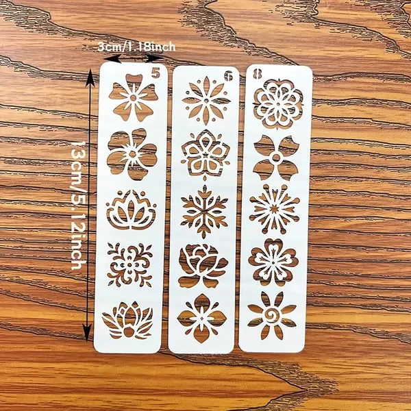 White_Eyebrow_Flower_Hollow_Makeup_Stencil_Set_Reusable_Pet_Painting_Templates_General
