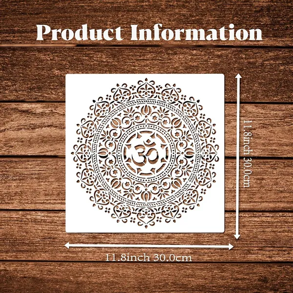 White_Mandala_Stencil_Reusable_Om_Symbol_Template_Home_Decor