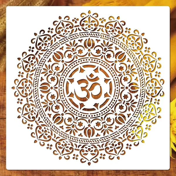 White_Mandala_Stencil_Reusable_Om_Symbol_Template_Home_Decor