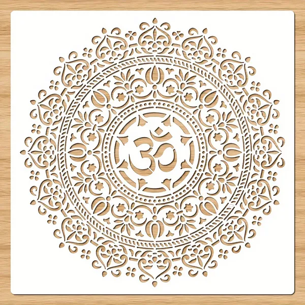White_Mandala_Stencil_Reusable_Om_Symbol_Template_Home_Decor