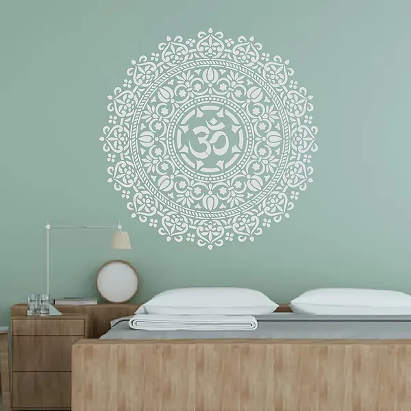 White_Mandala_Stencil_Reusable_Om_Symbol_Template_Home_Decor