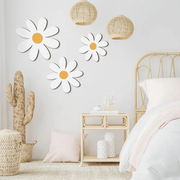 Beige_Daisy_Wall_Art_White_Wooden_Flower_Decor_Farmhouse_Hanging_Plaques_Home_Decor